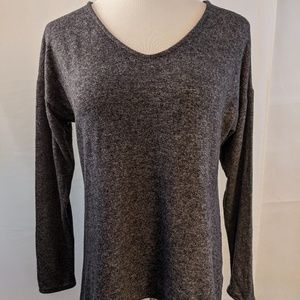 Gibson Cozy V-Neck Top, Size Small Gray